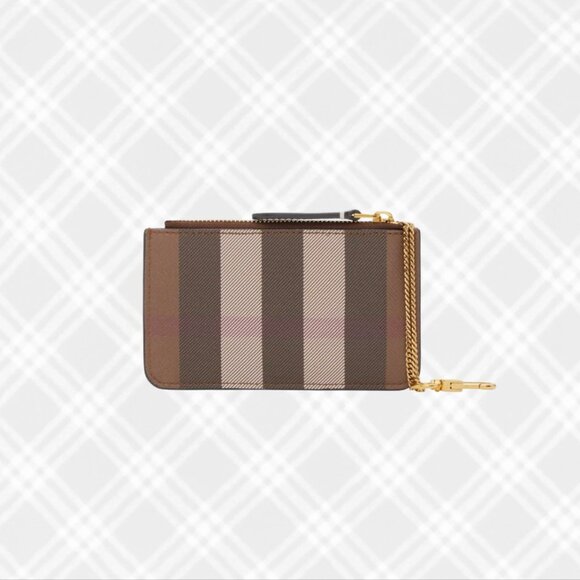 BURBERRY Kelbrook Exaggerated Check Canvas Card Case with Key Ring - Picture 1 of 11